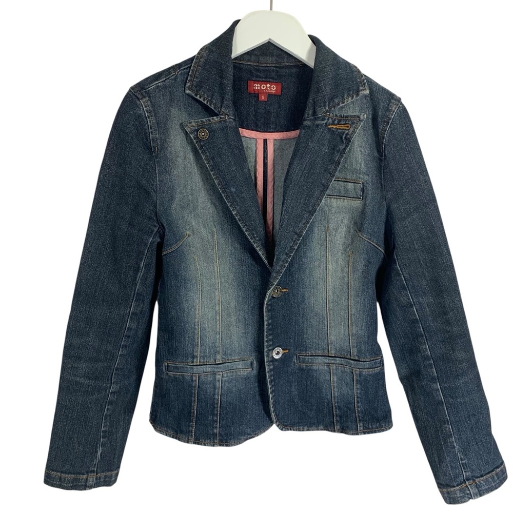 MOTO Women's Denim distressed Jacket blazer size small